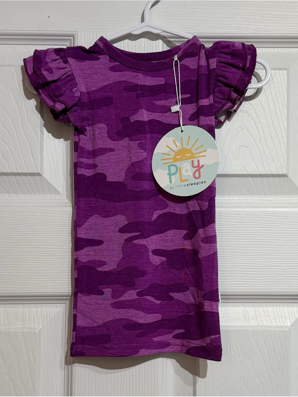 Little Sleepies Purple Camo Ruffle Sleeve Tee